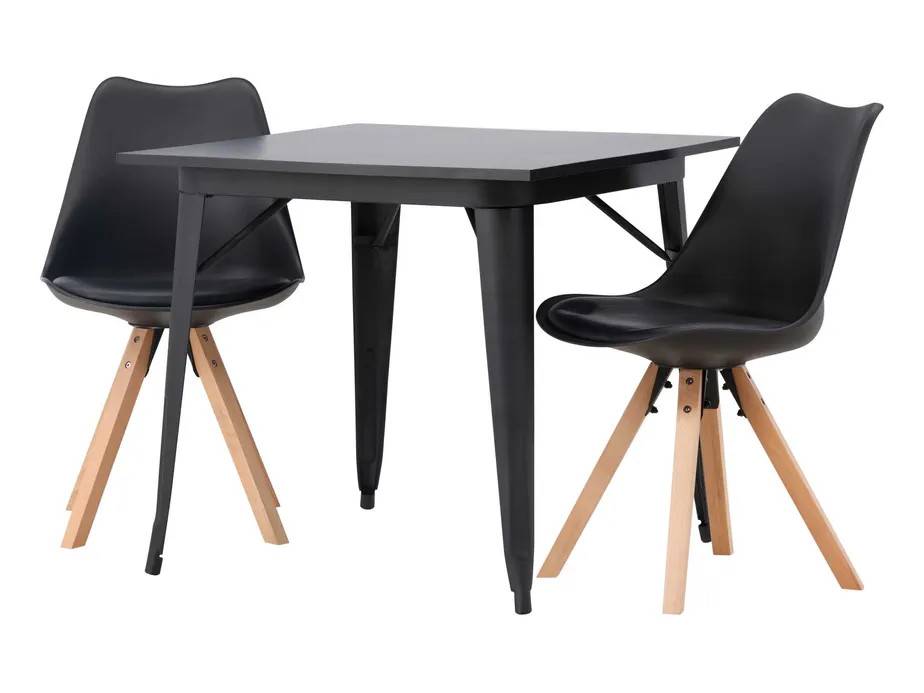 Venture Design Tempe & Zeno spisegruppe Sort/sort 2 stole og borde 80 x 80 cm