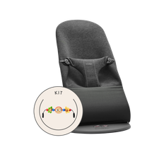 BabyBjörn - Babysitter med leksak - Svartgrå / 3D-jersey / Mörkgrå / Busiga ögon