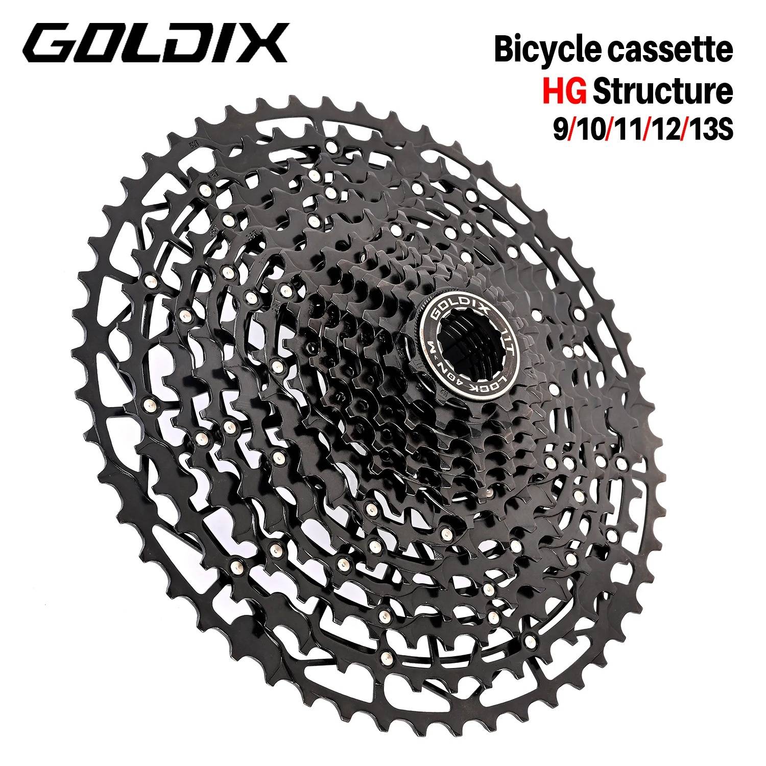 GOLDIX Ultralight MTB Cassette Freewheel k7 9/10/11/12/13 Speed HG Structure Sprocket Carbon Steel Material for Mountain Bike