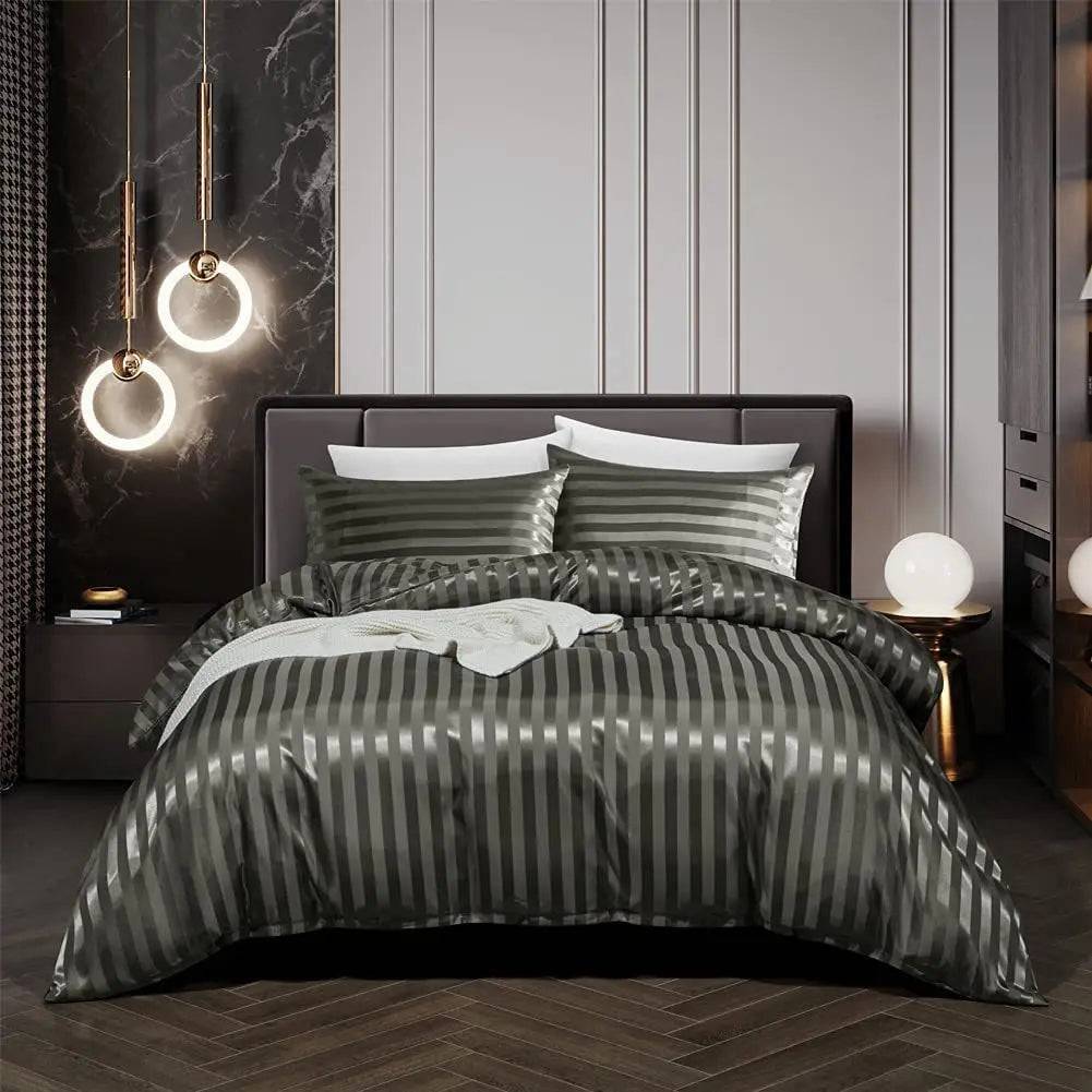 NoirLuxe Set - Lyxigt Satin Sängkläder för Sovrum - Grå / 200x200cm