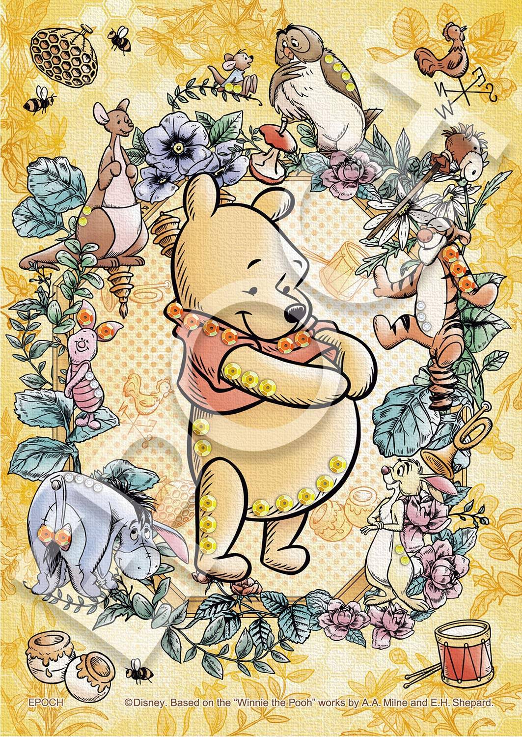 Epoch Jigsaw Puzzle Disney Winnie the Pooh Sweet Afternoon x Includes and Decorative Pieces 108-Piece - - (18.2 25.7 cm) 72-026, Glue, Spatula,