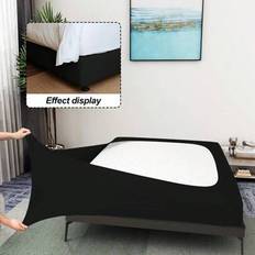 1 st Wrap-Around Milk Silk Bed Kjol, enfärgad 4-sidig elastisk sängkjol - Svart (140*200,180*200,99*190,138*190,153*203,198*203,90*200,160*200)