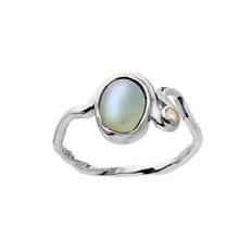 Maanesten - Lorelei ring i sølv m. chalcedon og månesten**