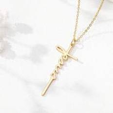 1 st kors och Jesus hänge halsband, personliga smycken gåva - Gult guld