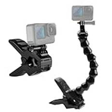 PULUZ Jaws Flex klämfäste med svanhals Go Pro-fästen för Go Pro Hero 12, 11, 10, 9, 8, 7, 6, 5, 4, session, 3+, 3, 2, 1, Hero (2018), Fusion, Max, DJI Osmo actionkameror