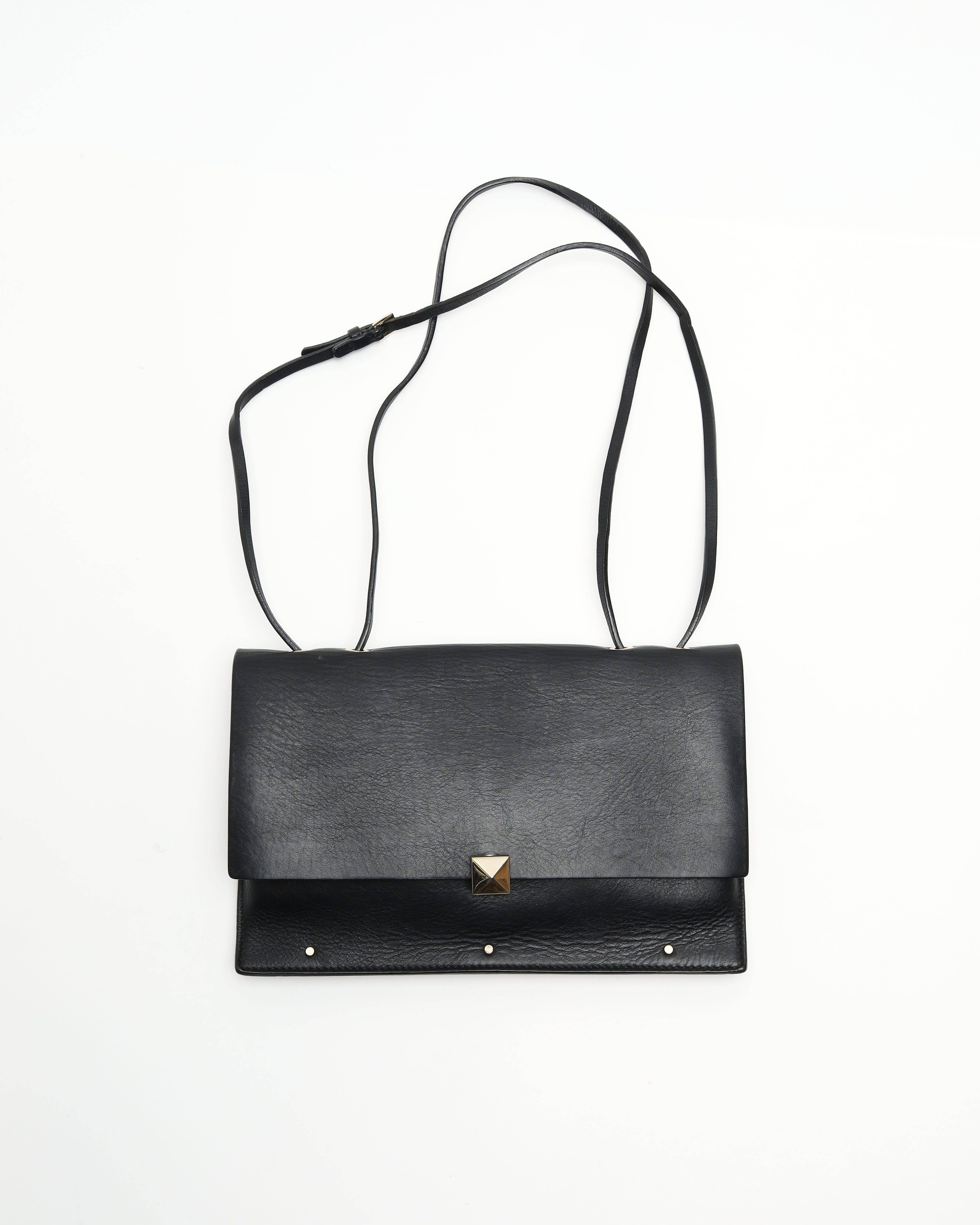 Valentino Studded flap Shoulder Bag - Black - 19x30x1 cm