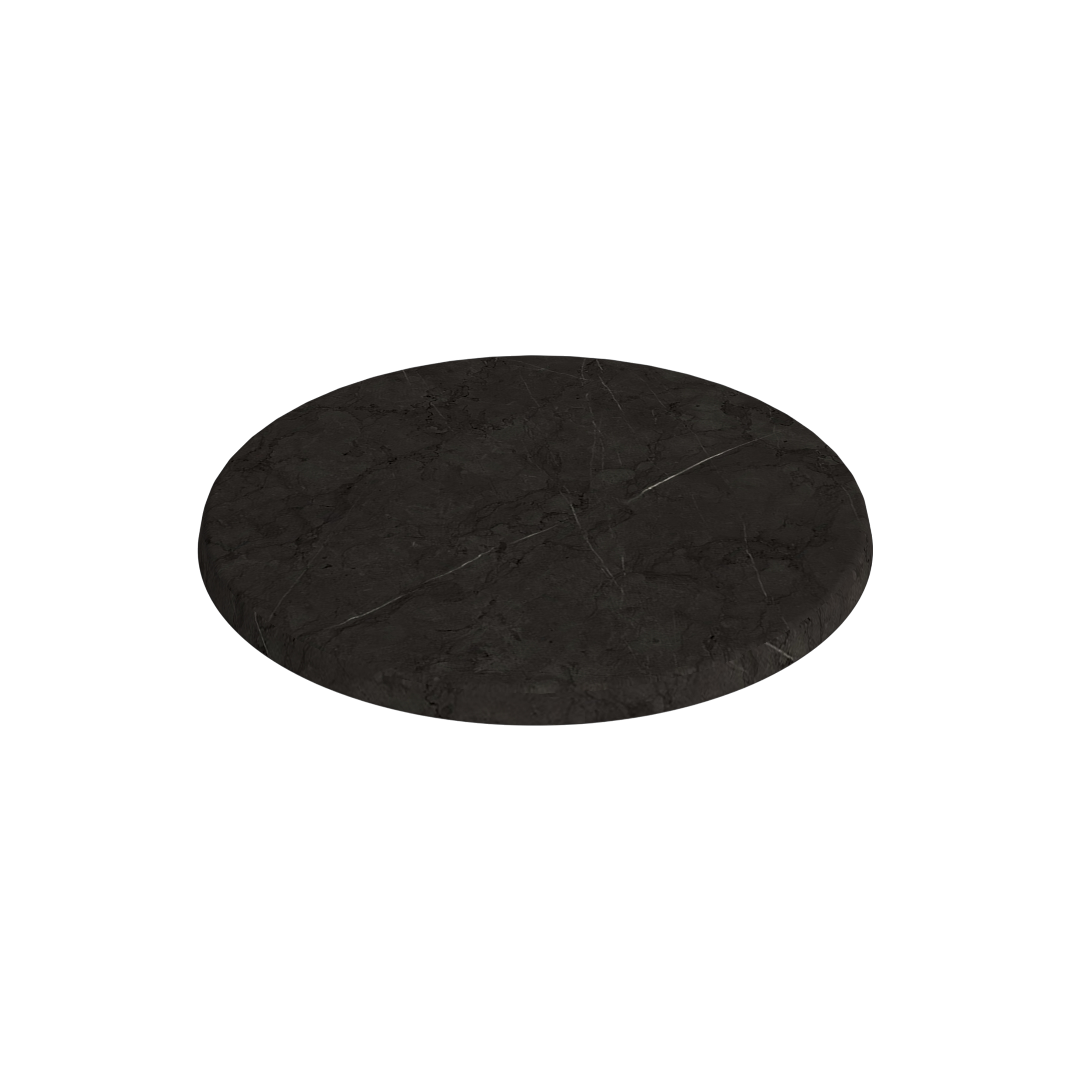 Grå marmorlook bordplade rund - ø60 cm.
