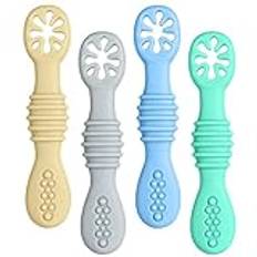 Vicloon Baby Learning Spoon Silikon, 4-delad startgrötskedsats, BPA-fri, matsked och barnsjukdomar för spädbarn och småbarn från 4 månader