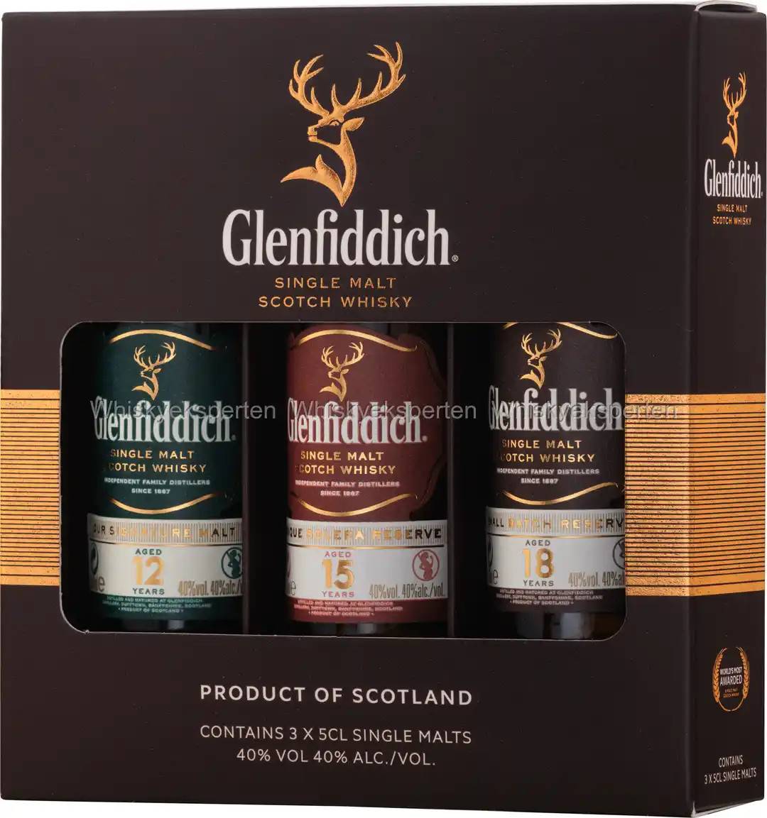 Glenfiddich Miniaturesæt - 3 x 5 cl 15 cl, 40%