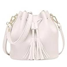 Väskor för kvinnor mode enfärgad enkel axel dam tofs messengerväska dragsko crossbody väska PU läder axelväska messenger herrväska (vit, en storlek), Vitt, En storlek