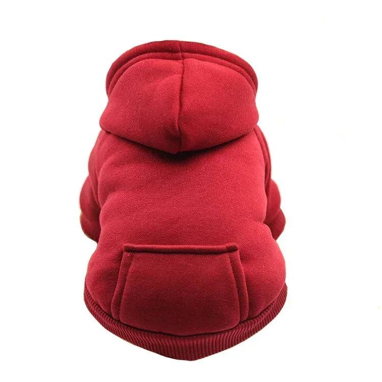 Dog Fleece Hoodie Coat | Warm Autumn Winter Sweatshirt Jacket for Small Dogs & Cats - Red / XXL (XXL)