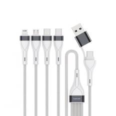 4Smarts Multi-opladningskabel USB-C/A til USB-C/Lightning/micro USB, 25 cm - Hvid