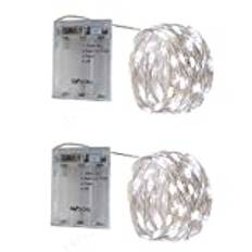 BXROIU [2 Pack 50 LED String Lights Battery with Timer 3 Modes String Lights for Bedroom Christmas Party Wedding Decoration (Cool White, 5m)