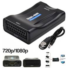 SCART til HDMI Adapter 1080P HD Video Audio Converter USB kabel