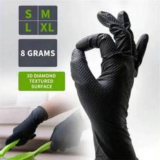 Kraftiga nitrilhandskar med diamantstruktur. Svarta nitrilhandskar i gummi, puderfria, latexfria, förtjockade, förbättrat grepp, lämpliga för daglig r - Multifärgad (Svart-M,Svart+Rosa L,Rosa L)