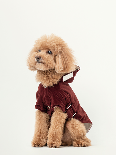 Wine Red Flannel Stretch Dog Hoodie | Warm Winter Sweatshirt | PEHOM - M (M)