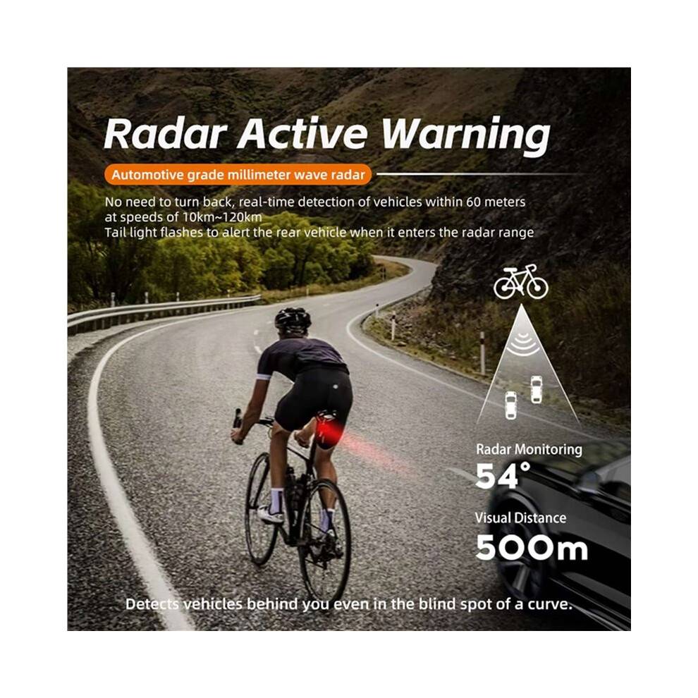 2X 24GHz Bicycle Taillight Sensing Cycling Warning Light IP64 Waterproof LED Bicycle Light Bike Accessories