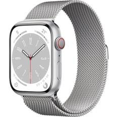 Apple Watch Series 8 Rostfritt stål 45 mm (2022) | GPS + Cellular | silver | Milanesisk armband silver