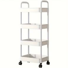 TEMU 4-tier Rolling Storage Cart With Wheels - Suitable For Kitchen, Living Room, Bedroom Organizer - Holds Books, Snacks, Etc. - Durable Plastic Structure, Multifunctional Trolley, Standing Shelf