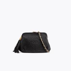 CHANEL Quilted Satin Evening Bag - Black