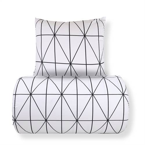 Dubbelt påslakanset 200x220 cm - 100% bomull - Vitt med svart harlekinmönster