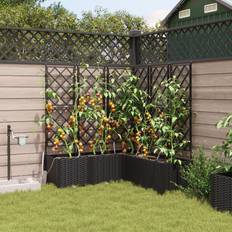 vidaXL Haveplantekasse Sort Plast 120 x 120 x 142 cm Dekorative Indlæg