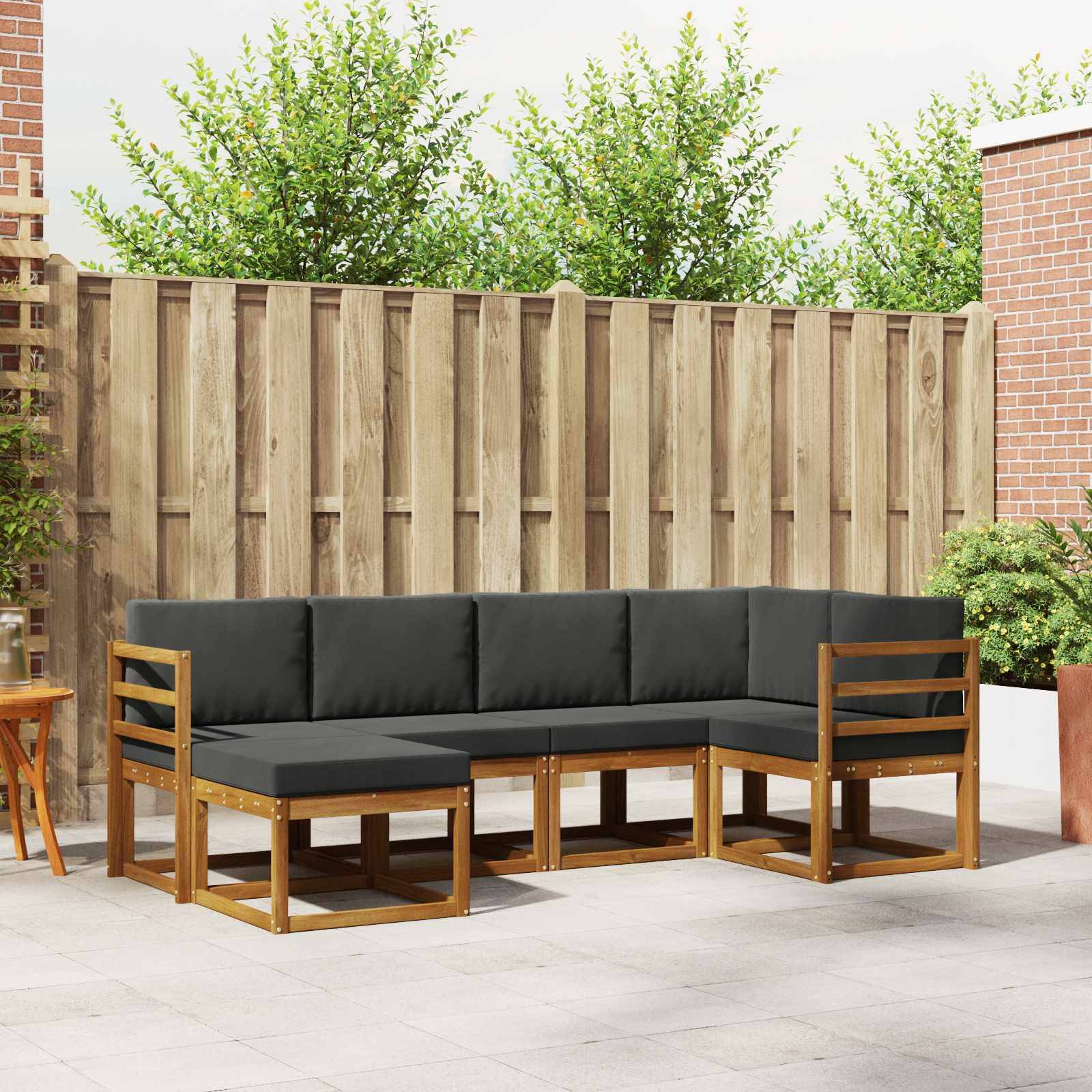 vidaXL Soffset med kudde 6 pcs Naturlig och Antracit