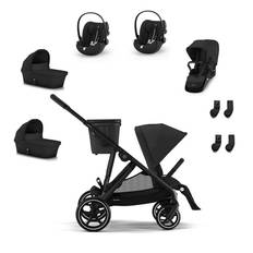 cybex GOLD Black Black Black i-Size Black Tvillingpaket Gazelle S Moon inkl. barnvagnstillbehör S Cot Moon , S-stol Moon , bilbarnstol Cloud G Plus Moon Plus och S-adapter