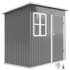 Verktygsbod 2,55m², trädgårdsbod med taktak, 221 x 133 x 190/173 cm, verktygsbod med låsbar dörr, fönster, cykelgarage, trädgård