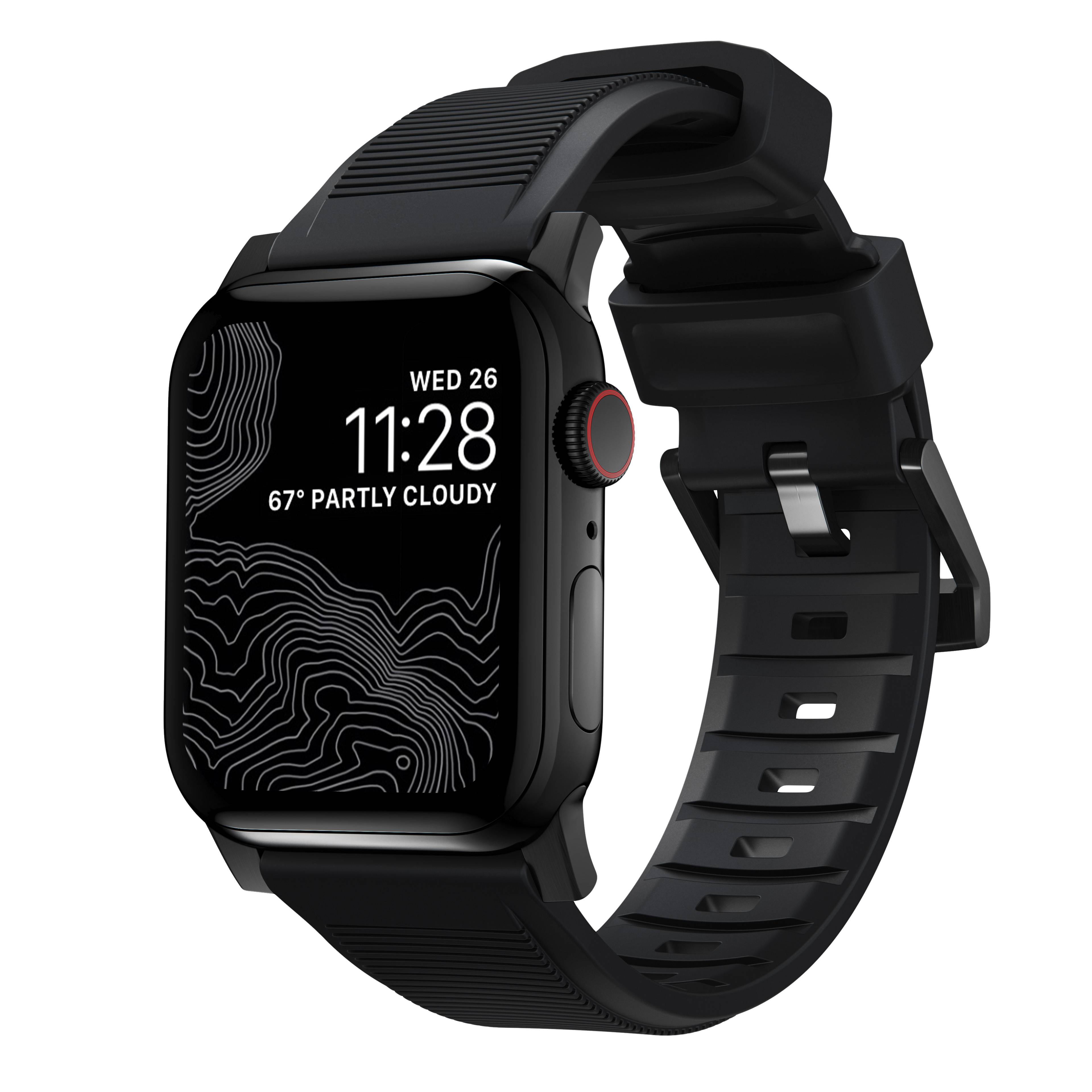 Nomad Apple Watch SE 44mm Rugged Band Svart (Svart Hardware)