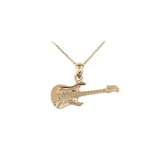 Electric Guitar Pendant Necklace in 9ct Gold - gold