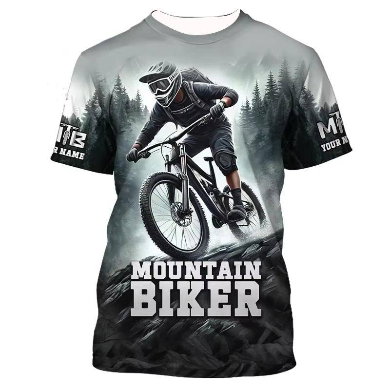 Pojke 3D T-shirt 2026 Ny Barn Pojke Mountainbike Grafiskt T-shirt Anpassat Namn Cykling Topp Sport Kortärmad Sommar Cykel T-shirt cm black