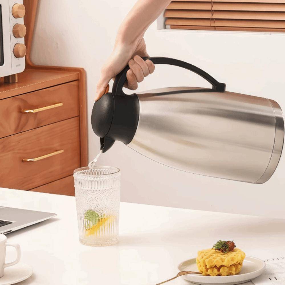 Stainless Steel Thermal Coffee Jug Leak-proof Lid Insulated Kettle Household Thermos Flask  Office