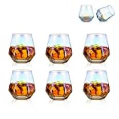 Glasseam Diamant lutat whiskyglas på 300 ml med modern look för män, kvinnor, pappa, make, vänner. Dricksglas för bourbon, rom och bar