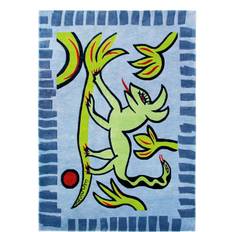 Handknuten matta Lizard Walk Blå 140 x 200 cm (140 x 200 cm)