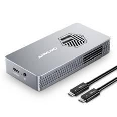 40 Gbps M.2 NVMe SSD-hölje med fläkt, ANYOYO NVMe-hölje kompatibelt med Thunderbolt 5/4/3 M.2 SSD-hölje för PCIe 2280 M-nyckel (B+M Key), USB C aluminium SSD-hölje kompatibelt med USB 4/3.2/3.1