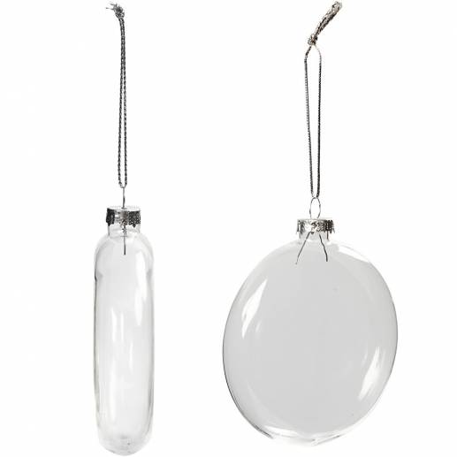 Platt Julkula i Glas 6 st - 8 cm