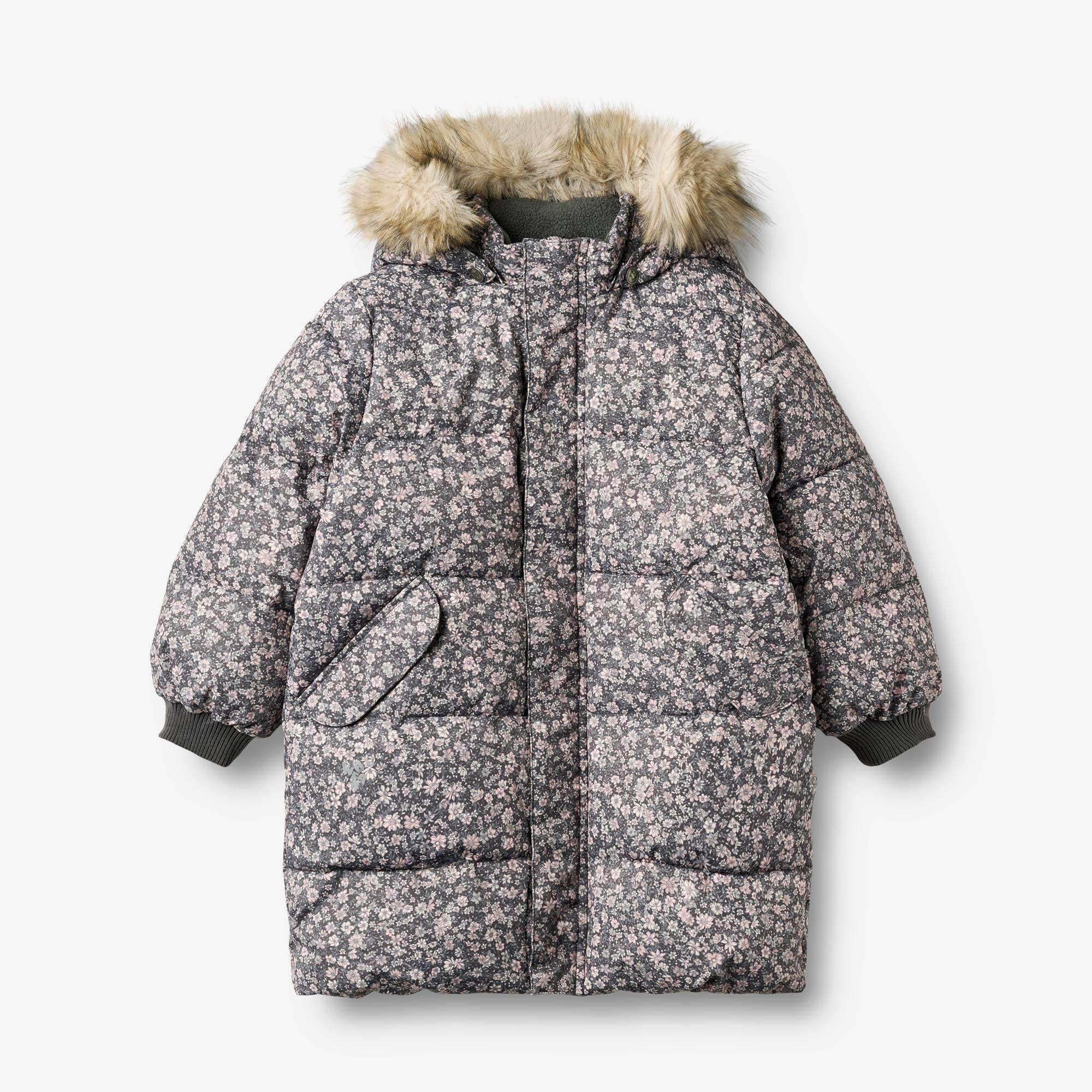 WHEAT® - Pufferjakke Vinteren - dark charcoal flowers - Str 110.