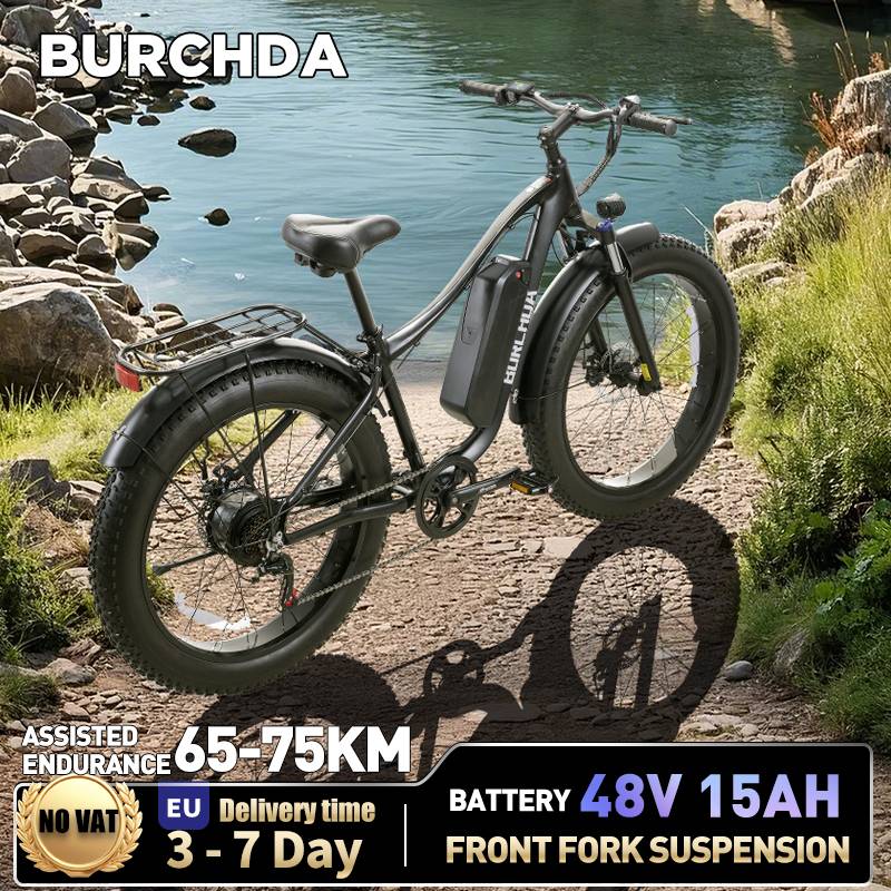 BURCHDA RX02 26 Inch 4.0 Fat Tire E-Bike Mountain Electric Bicycle 48V15AH Lithium Battery Electric Bike For Adults Motorcycle