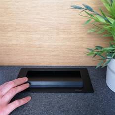 EvoLine BackFlip - mat sort - roterende strømskinne-stikkontakt til bordplade - med USB-A stik