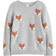 Lindex Sweater Knitted Jaquard Str 128 - Grey Strik hos Magasin
