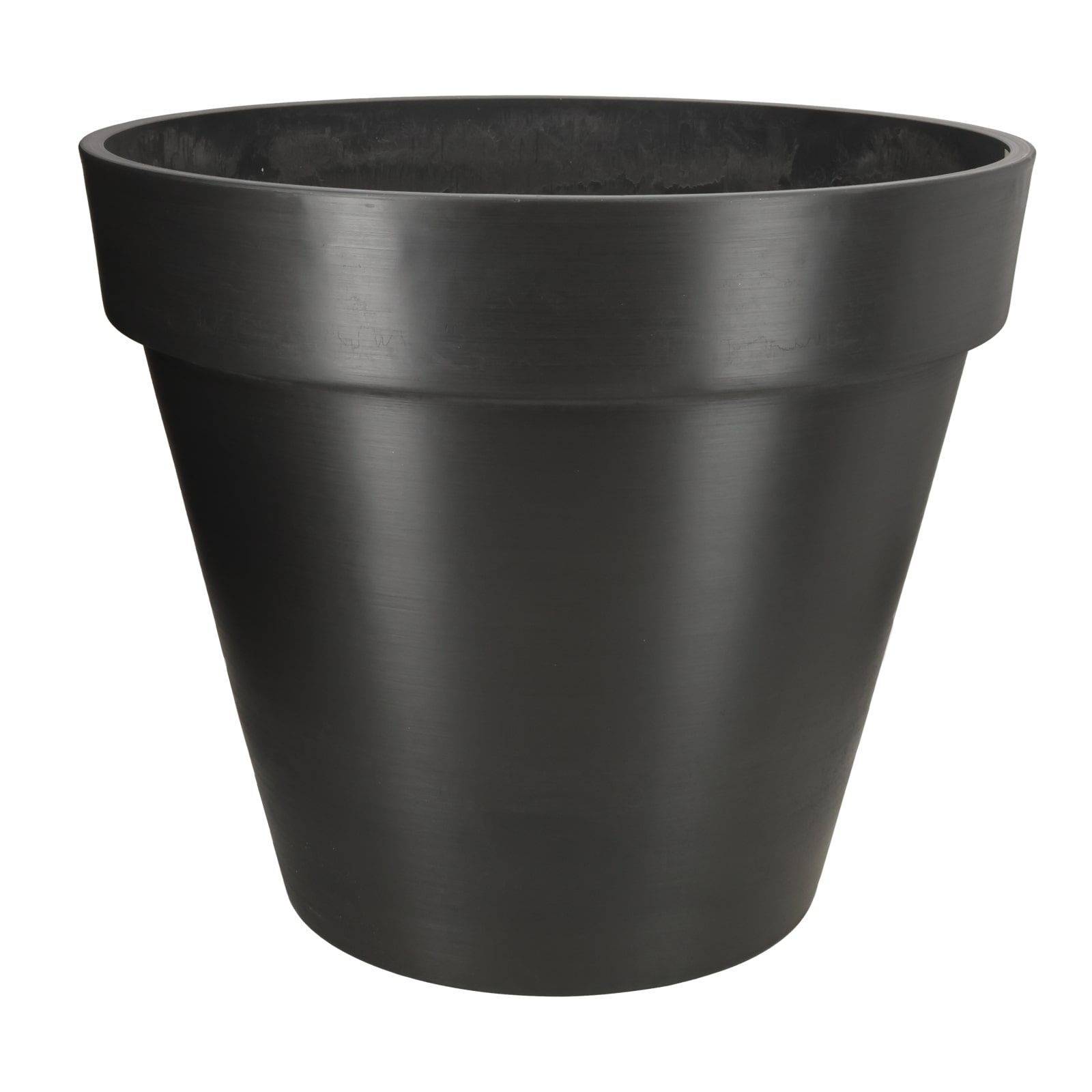 Kæmpe krukker i genbrugs plastmateriale med hjul - sort / grå - Ø.80 + Ø.100.