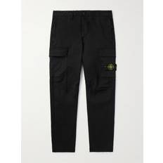 Stone Island - Straight-Leg Logo-Appliquéd Supima Cotton-Blend Twill Cargo Trousers - Men - Black - UK/US 28