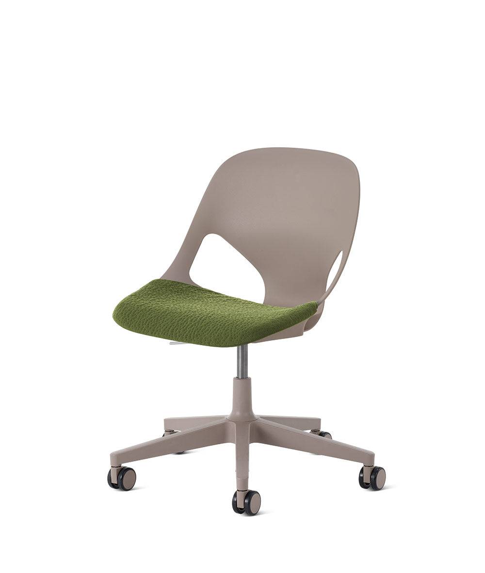 Zeph-stoel zonder armleuningenCocoa in Zitkussen/Olive by Herman Miller