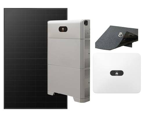 Huawei Solcellepakke 6,65 kWp, 6 kW hybrid, 10 kWh, skrå tagpap