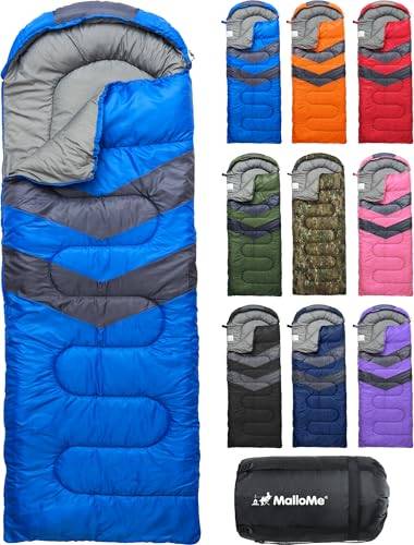 MalloMe Sovsäck Vuxen och Barn - Sovsäckar för Vuxna Ultralatt vattentät - Camping Sovsack lätt Varm 3-4 Säsong Sommar Höst Vinter Vår - Kompakt Sleeping Bag och Liten för Resan, Stora för komfort