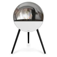 Le Feu Bioetanol Kamin Eye Silver med Sort Topp, Hvid Foran, Sort Ben