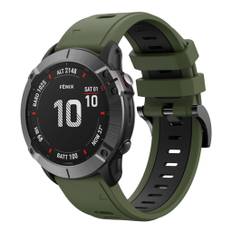 Garmin Fenix 6X Pro/ Fenix7X / Fenix 7X Solar / TACTIX 7/ 7 Pro, etc. Silikonarmband, 26mm - Grön, svart