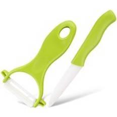 Jinjian 2 st/set keramik grönsaksskalare morotsrivjärn sallad potatisskärare fruktskärare kniv pryl matlagningsverktyg - Grön