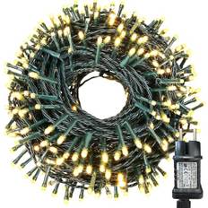 20 m julljusslingor, 200 LED-julgransljus, varma vita ljuskedjor, utomhus-/inomhusjulljus, perfekt för julgran, balkong (grön kabel)